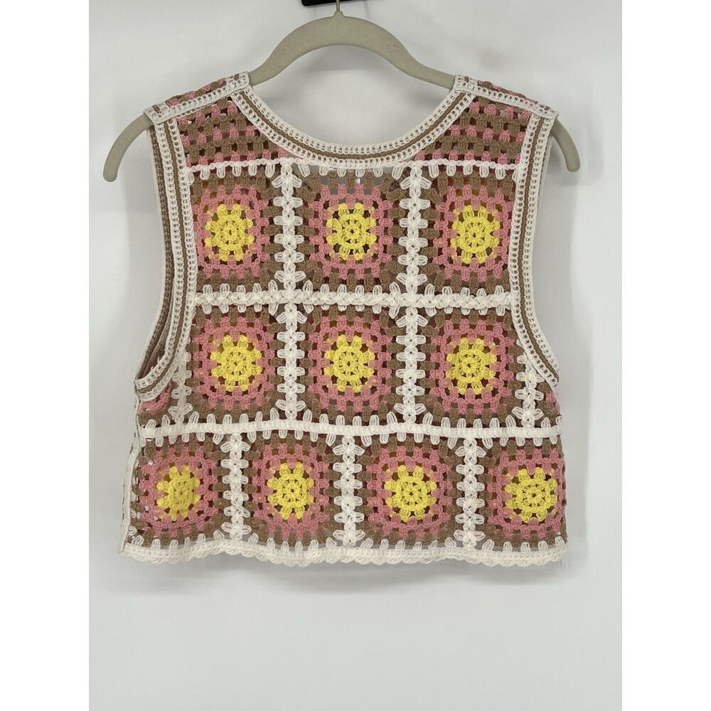 Lot Of 2 Crochet Top Size Small Boho Festival Cottagecore Hippie Fruit Patchwork - Picture 5 of 14